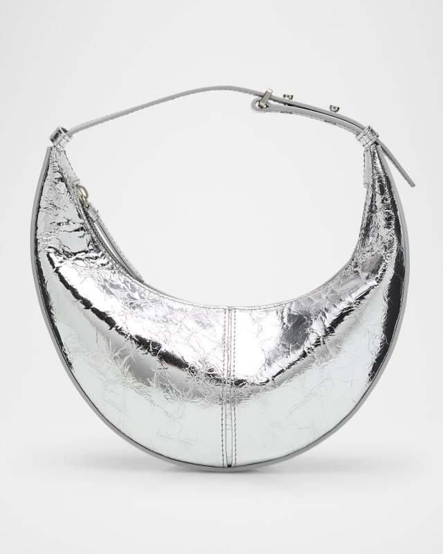 Slide Mini Crinkled Metallic Leather Shoulder Bag